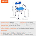 Swivel Shower Chair 360° Rotating Seat 400LBS Adjustable Arms