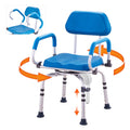 Swivel Shower Chair 360 Degree, Adjustable Shower Seat with Pivoting Arms & Padded Bath Seat for Inside Shower or Tub, Non-Slip Rotating Bathtub Chair for Elderly Disabled, 300LBS Capacity