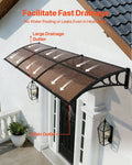 Door Awning 965x2957mm Polycarbonate Brown Outdoor Canopy