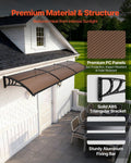 Door Awning 965x2957mm Polycarbonate Brown Outdoor Canopy