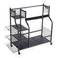 Golf Bag Storage Rack 2 Holder Rolling Cart Wheels Steel Black