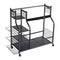 Golf Bag Storage Rack 2 Holder Rolling Cart Wheels Steel Black