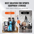 Golf Bag Storage Rack 2 Holder Rolling Cart Wheels Steel Black