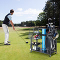 Golf Bag Storage Rack 2 Holder Rolling Cart Wheels Steel Black