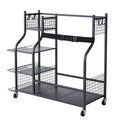 Golf Bag Storage Rack 2 Holder Rolling Cart Wheels Steel Black
