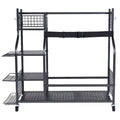 Golf Bag Storage Rack 2 Holder Rolling Cart Wheels Steel Black