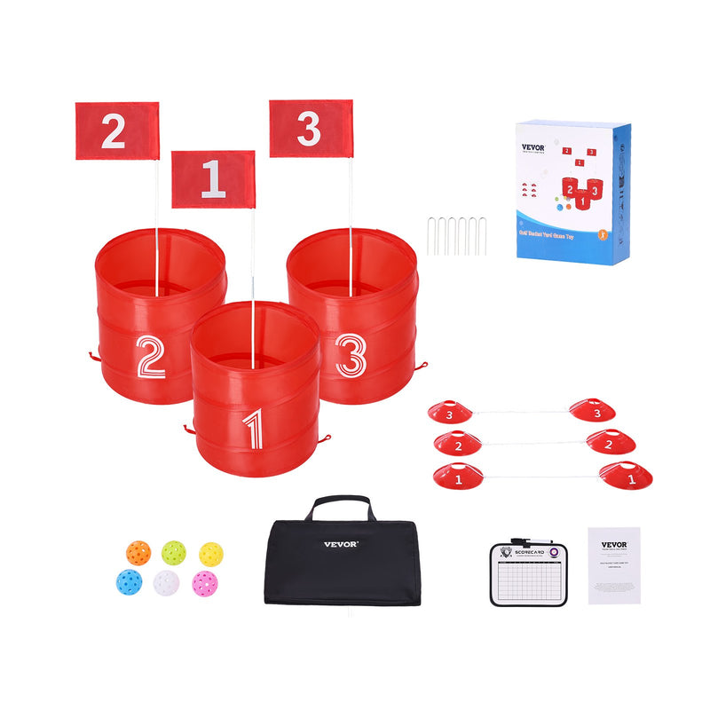 Portable Golf Game 3 Hole Bucket Set Kids Adults Outdoor