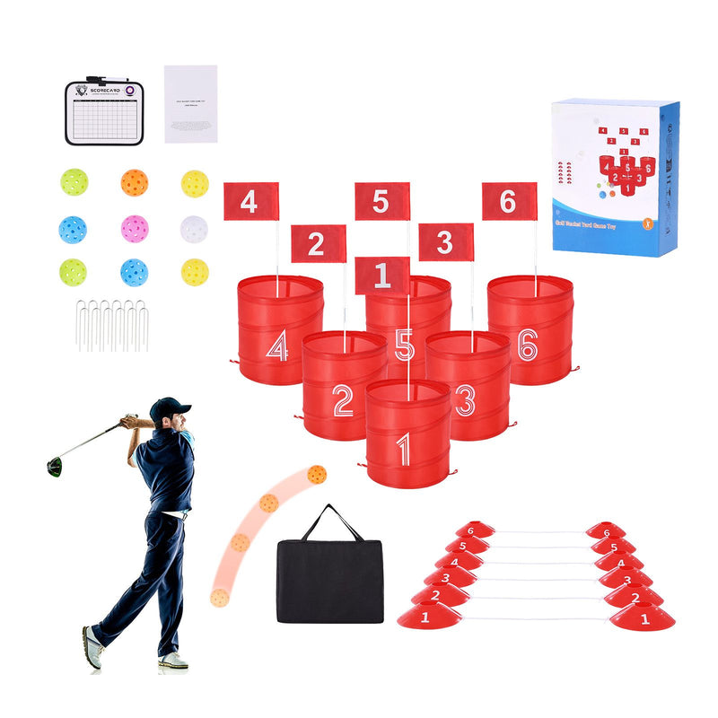 Backyard Golf Game, 6 Hole Golf Course, Golf Game Practice Games, Golf Chipping Game for Family, Adults and Kids, Portable Outdoor Yard Golf Game for Lawn, Yard, Camping, Park, Beach