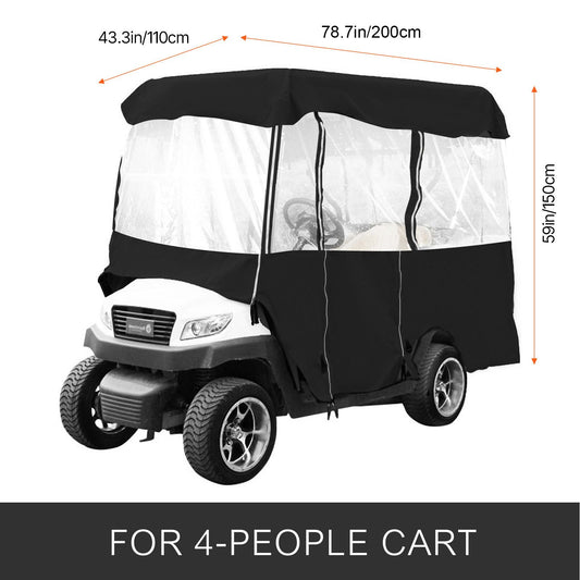 Golf Cart Enclosure, Polyester Driving Enclosure, Club Car Covers Universal Fits for 2+2 Passenger Golf Carts, Sunproof and Dustproof Outdoor Cart Cover