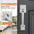Satin Nickel Square Lever Door Handle Set No Lock Reversible
