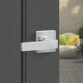 Satin Nickel Square Lever Door Handle Set No Lock Reversible