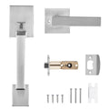 Satin Nickel Square Lever Door Handle Set No Lock Reversible