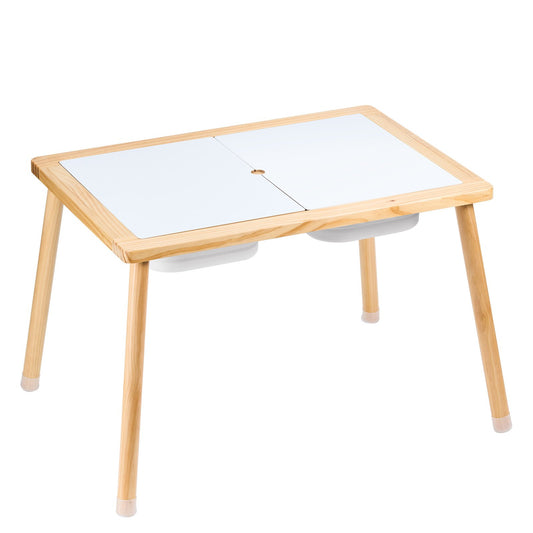 Kids Sensory Table Indoor Wooden Play Sand Water Table with 3 Storage Bins