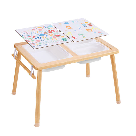 Kids Sensory Table Sand Water Play Table with 1 Paper Roll 3 Storage Bins