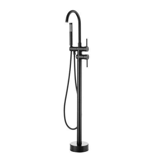 Freestanding Bathtub Faucet, Floor Mount, Freestanding Tub Filler, Shower Mixer Taps, Two Water Modes, 360° Swivel Spout, for Bathing & Showering Pet Bathing Cleaning Drains Toilet Flushing
