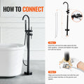 Freestanding Bath Faucet Floor Mount 360° Swivel Spout Shower Mixer