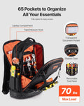 Tool Backpack 65 Pockets Heavy Duty Laptop Compartment Electrician