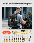 Tool Backpack 65 Pockets Heavy Duty Laptop Compartment Electrician