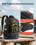 Tool Backpack 65 Pockets Heavy Duty Laptop Compartment Electrician