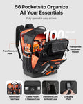 Tool Backpack 56 Pockets Heavy Duty Storage Organizer Molded Base