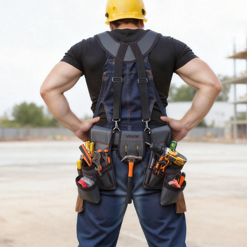 Tool Belt 22 Pockets Heavy Duty Carpenter Electrician Suspenders