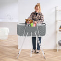 Portable Dog Bathtub, Elevated & Foldable Space-saving Pet Shower Station with Efficient Drainage, Bathing Tub for Washing & Grooming Small and Medium Size Dogs and Cats Indoor & Outdoor, Grey