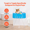 Portable Dog Bathtub, Elevated & Foldable Space-saving Pet Shower Station with Quick Drainage, Bathing Tub for Washing & Grooming Small and Medium Size Dogs and Cats Indoor & Outdoor, Light Blue