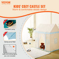 Kids Play Tent 1-5 Years Mat Lamp Windows Indoor Outdoor Beige