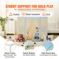 Kids Play Tent 1-5 Years Mat Lamp Windows Indoor Outdoor Beige