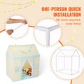 Kids Play Tent 1-5 Years Mat Lamp Windows Indoor Outdoor Beige