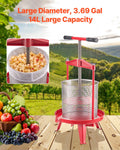 Giselle 14L Fruit Wine Press Stainless Steel Manual Juice Maker Cider