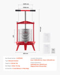 Giselle 14L Fruit Wine Press Stainless Steel Manual Juice Maker Cider