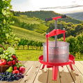 2.38 Gal/9L Fruit Wine Press, Stainless Steel Basket with Cross-beam and Triangular Structure, Manual Juice Maker, Cider Apple Grape Tincture Making Press with T-Handle for Kitchen Home