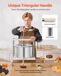 3.17 Gal/12L Fruit Wine Press, 2 Stainless Steel Barrels, Manual Juice Maker, Cider Apple Grape Tincture Honey Olive Oil Making Press with Triangular Handle for Outdoor Kitchen Home
