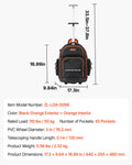 Rolling Tool Bag 45 Pockets 110lbs Capacity Telescoping Handle Wheels