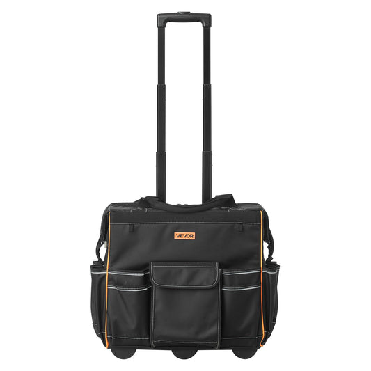 Rolling Tool Bag 110lbs 25 Pockets Telescoping Handle Wheels