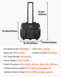 Rolling Tool Bag 110lbs 25 Pockets Telescoping Handle Wheels