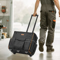 Rolling Tool Bag 110lbs 25 Pockets Telescoping Handle Wheels