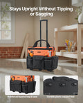 Rolling Tool Bag 27 Pockets Heavy Duty Wheels Telescoping Handle