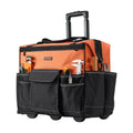 Rolling Tool Bag 27 Pockets Heavy Duty Wheels Telescoping Handle