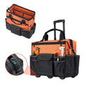 Rolling Tool Bag, 110 lbs Load Capacity, 27 Pockets Heavy Duty Roller Tool Bag on Wheels, Adjustable Telescoping Handle & Stable Base, Toolbag Organizers with Wheels for Construction, Mechanic