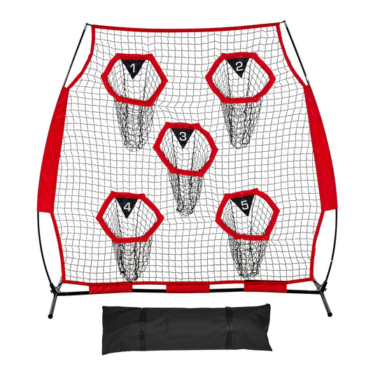 Football Throwing Net 1828x1828mm 5 Target Pockets Training Practice