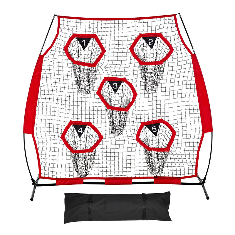 Football Throwing Net 1828x1828mm 5 Target Pockets Training Practice