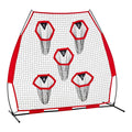 2133.6 x 2133.6mm Football Trainer Throwing Net, Training Throwing Target Practice Net with 5 Target Pockets, Knotless Net Includes Straps and Portable Carry Case, Improve QB Throwing Accuracy