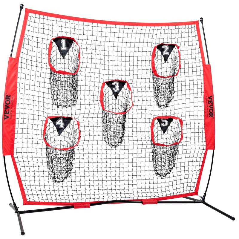 Football Trainer Net 8x8ft 5 Pocket Throwing Target Practice Red