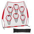 2438.4x2438.4mm Football Trainer Throwing Net, Training Throwing Target Practice Net with 6 Target Pockets, Knotless Net Includes Straps and Portable Carry Case, Improve QB Throwing Accuracy,Red