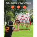 2438.4x2438.4mm Football Trainer Throwing Net, Training Throwing Target Practice Net with 6 Target Pockets, Knotless Net Includes Straps and Portable Carry Case, Improve QB Throwing Accuracy,Red