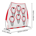2438.4x2438.4mm Football Trainer Throwing Net, Training Throwing Target Practice Net with 6 Target Pockets, Knotless Net Includes Straps and Portable Carry Case, Improve QB Throwing Accuracy,Red