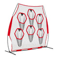 2438.4x2438.4mm Football Trainer Throwing Net, Training Throwing Target Practice Net with 6 Target Pockets, Knotless Net Includes Straps and Portable Carry Case, Improve QB Throwing Accuracy,Red