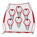 2438.4x2438.4mm Football Trainer Throwing Net, Training Throwing Target Practice Net with 6 Target Pockets, Knotless Net Includes Straps and Portable Carry Case, Improve QB Throwing Accuracy,Red